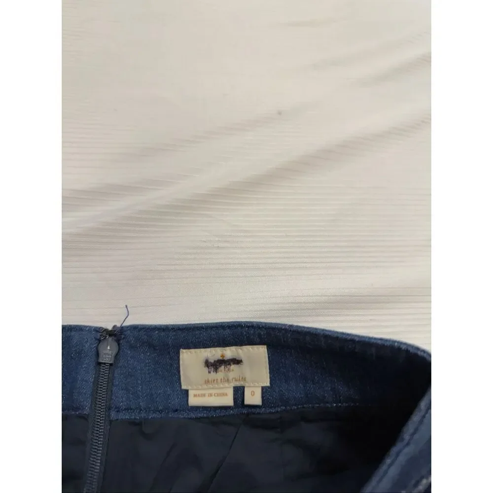 Kate Spade Blue Denim Tweed Mini Skirt Size 0 New